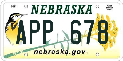 NE license plate APP678