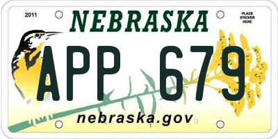 NE license plate APP679