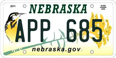 NE license plate APP685