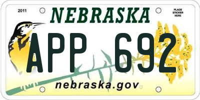 NE license plate APP692