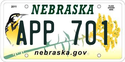 NE license plate APP701