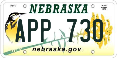 NE license plate APP730
