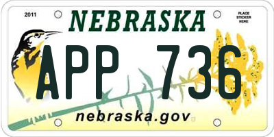 NE license plate APP736