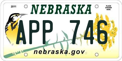 NE license plate APP746