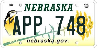 NE license plate APP748