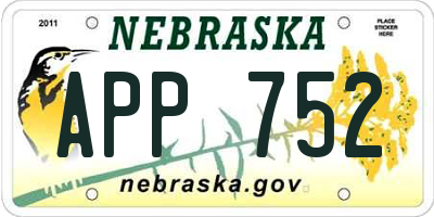 NE license plate APP752