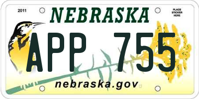 NE license plate APP755