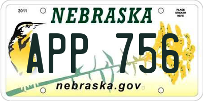NE license plate APP756