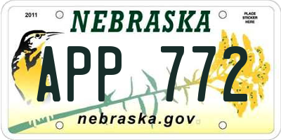 NE license plate APP772