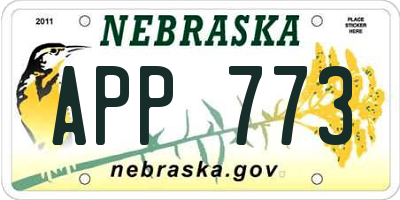 NE license plate APP773