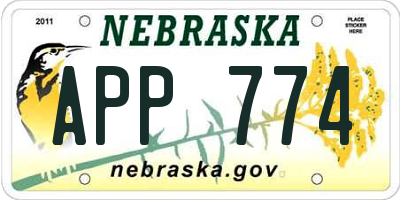 NE license plate APP774