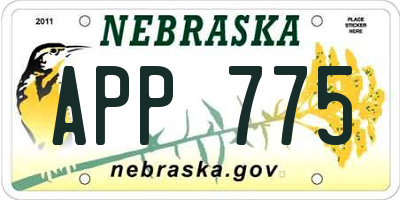 NE license plate APP775