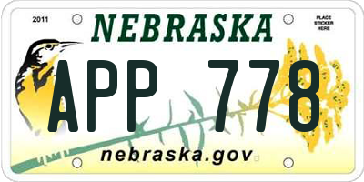 NE license plate APP778