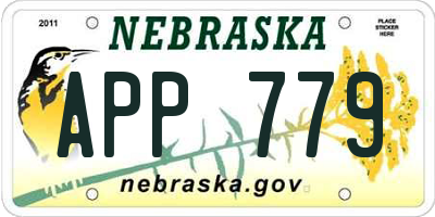 NE license plate APP779
