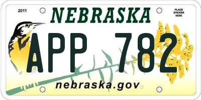NE license plate APP782