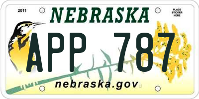 NE license plate APP787
