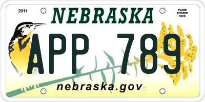 NE license plate APP789