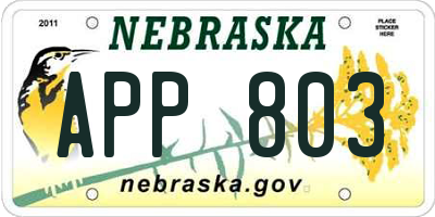 NE license plate APP803