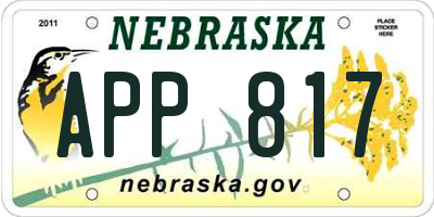 NE license plate APP817