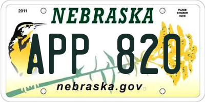 NE license plate APP820