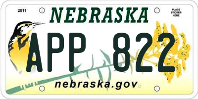 NE license plate APP822