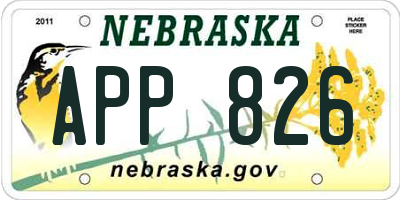 NE license plate APP826