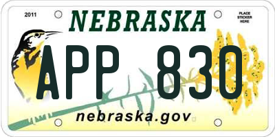 NE license plate APP830