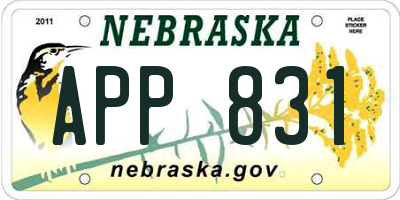 NE license plate APP831