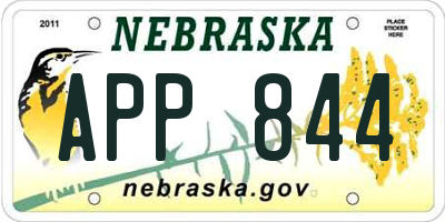 NE license plate APP844