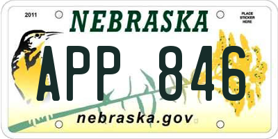 NE license plate APP846