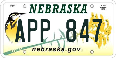 NE license plate APP847