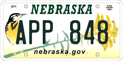 NE license plate APP848