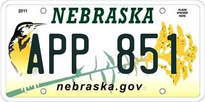 NE license plate APP851