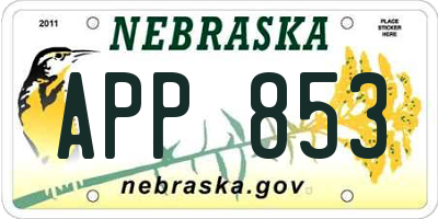 NE license plate APP853