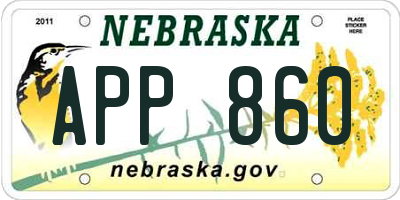 NE license plate APP860