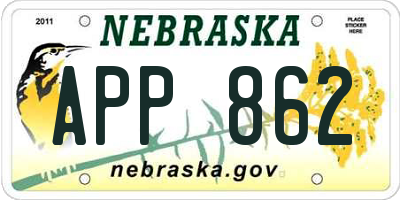 NE license plate APP862