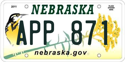 NE license plate APP871