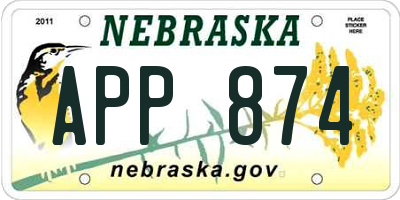 NE license plate APP874