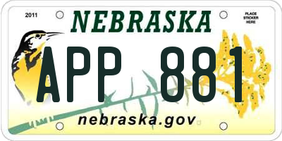 NE license plate APP881