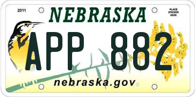 NE license plate APP882