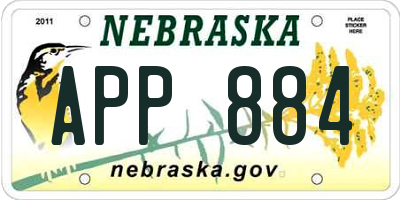 NE license plate APP884
