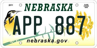 NE license plate APP887