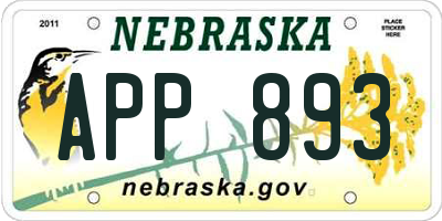 NE license plate APP893