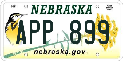 NE license plate APP899