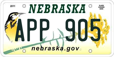 NE license plate APP905
