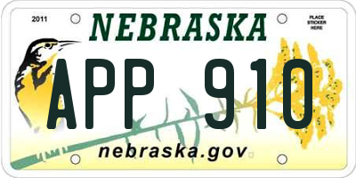 NE license plate APP910