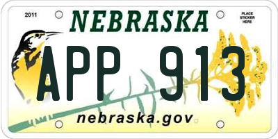 NE license plate APP913