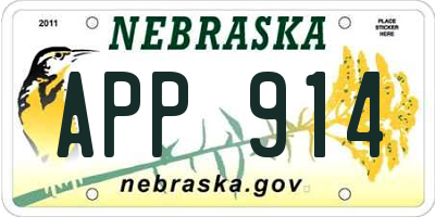 NE license plate APP914