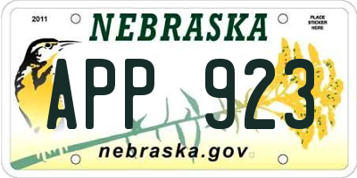 NE license plate APP923