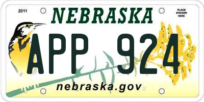 NE license plate APP924